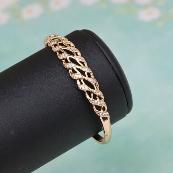 Elegant Rose Gold Chain Design Bangle with Sparkling Accents, XPBL0598 - Picture 8 of 12